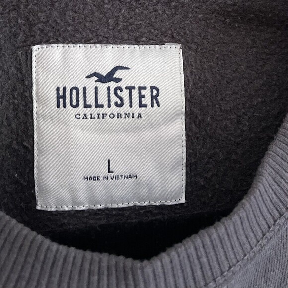 Hollister Pullover Sweatshirt Top L Auto Show Graphic California Raw Hem Gray - Picture 8 of 9